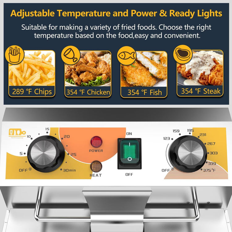 13.6QT Electric Deep Fryer with 6L