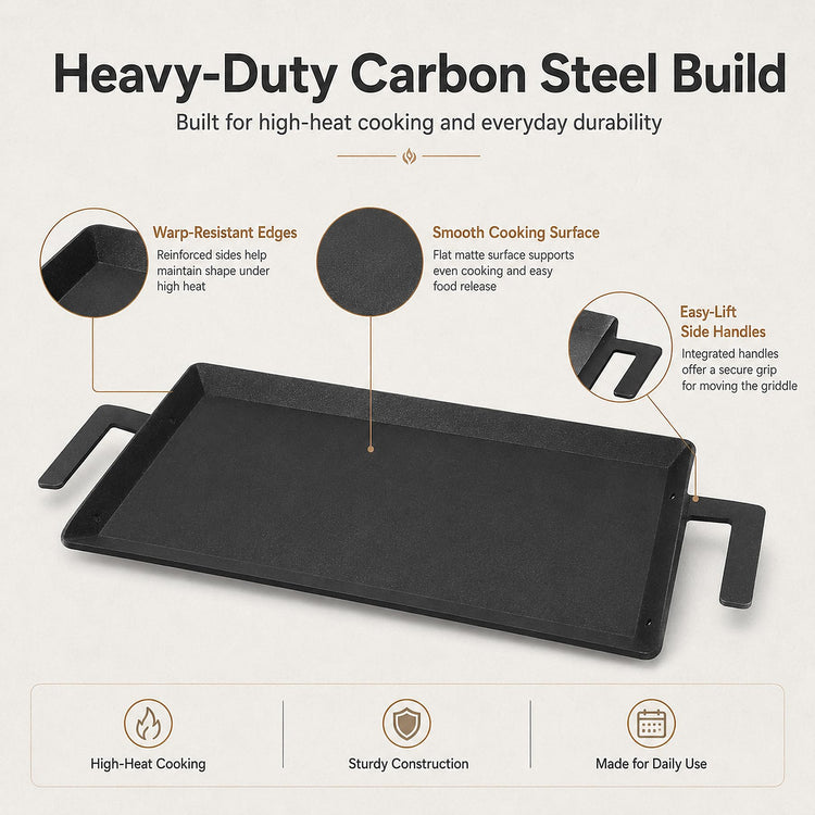 24" x 10" Carbon Steel Griddle