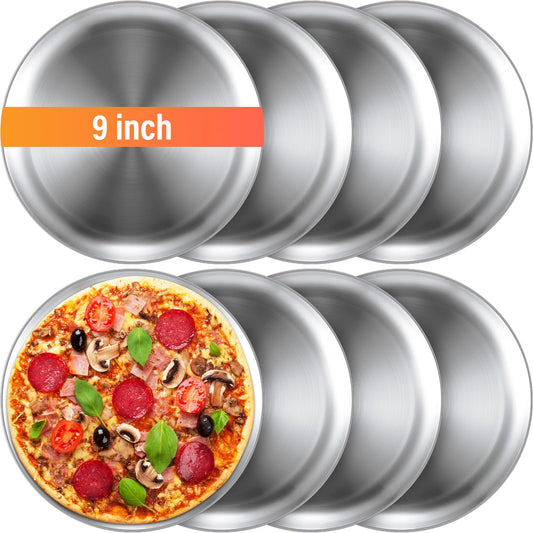 8 Pieces Silver Pizza Pans 9 Inch Bakeware (8 Count)
