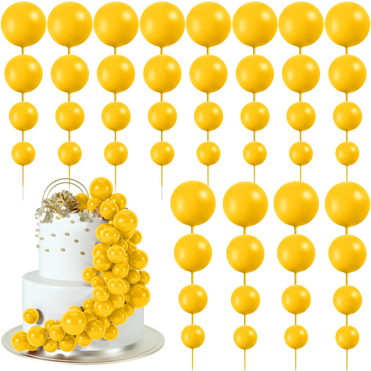 48 Pcs Yellow Cake Topper Decorations (48 Count)