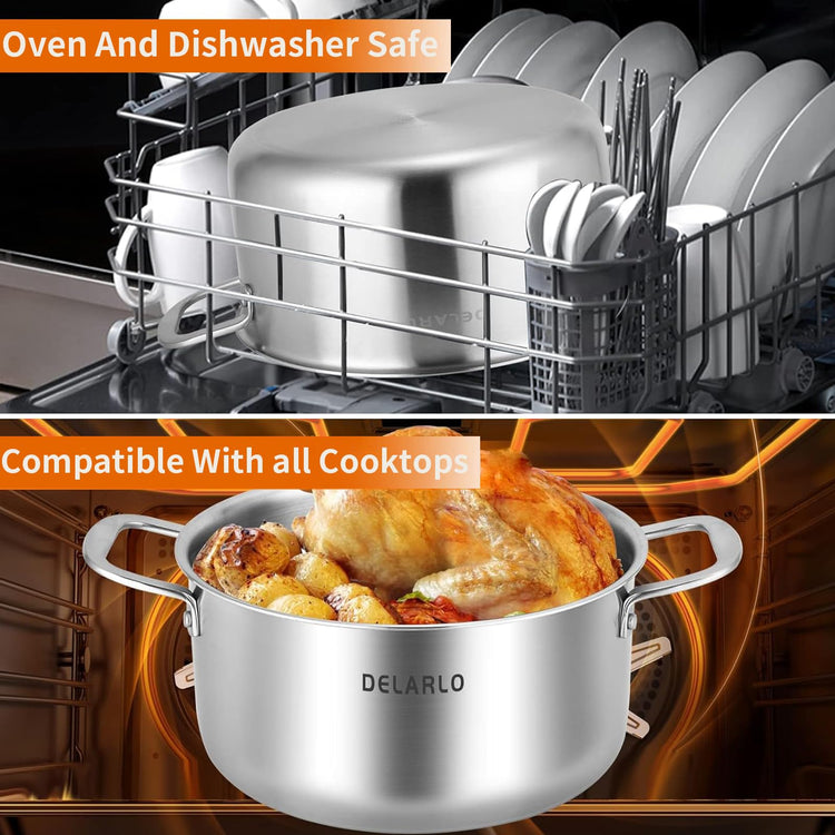 Tri ply Stainless Steel 6 Quart Heavy Duty Induction Stock Pot