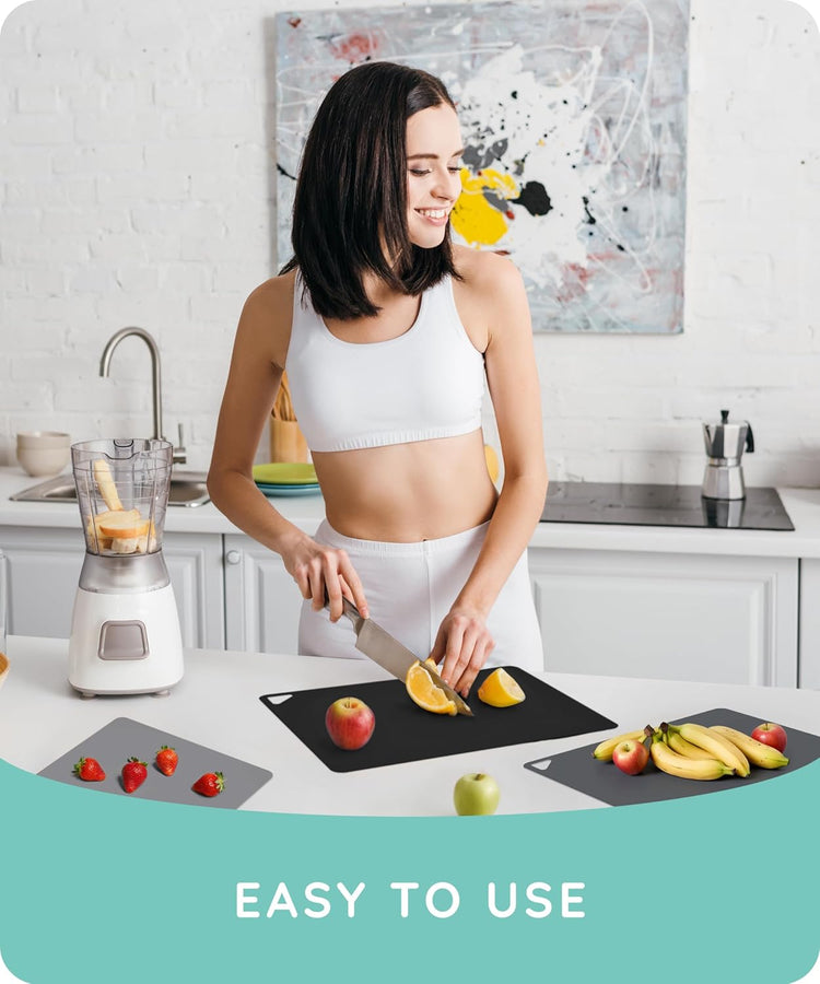 July Home Cutting Board Alternative for Kitchen - Extra Thick Flexible Plastic Cutting Board Set of 3, Non-Slip, BPA-Free, Easy to Clean, Colored Cutting Mats for Cooking, Durable Chopping Sheets