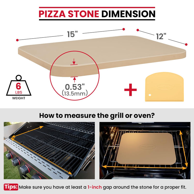15 x 12 Inch Pizza Stone for Oven and Grill
