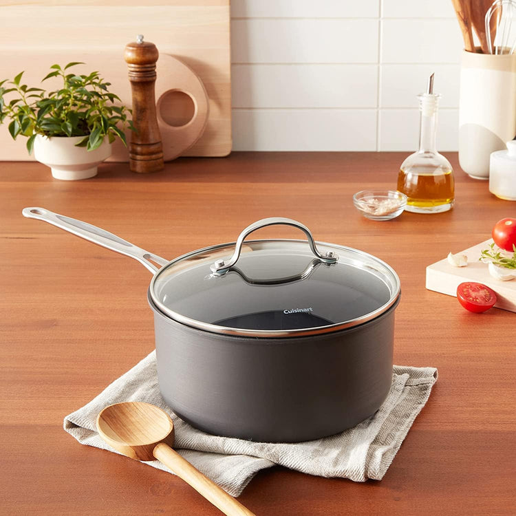 Cuisinart 6193-20 Chef's Classic Non-Stick 3-Quart Nonstick-Hard-Anodized, Saucepan w/Cover - Nestoria