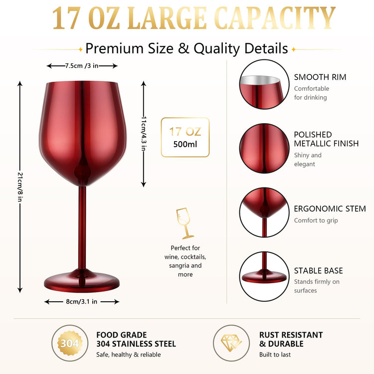 Unbreakable Stainless Steel Wine Glasses Set of 2 (2 Count)