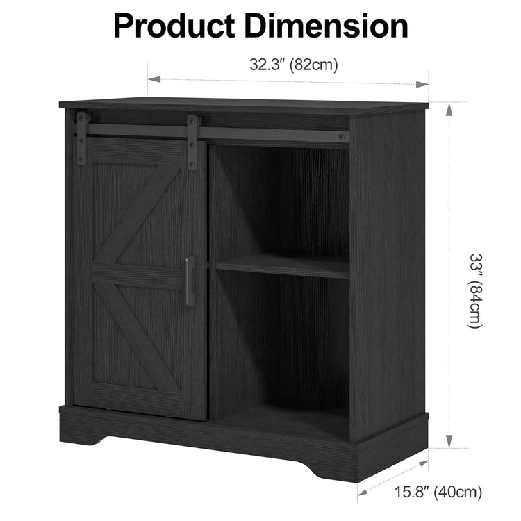 Sliding Barn Door Buffet Sideboard Storage Cabinet Coffee Bar Kitchen Farmhouse Style