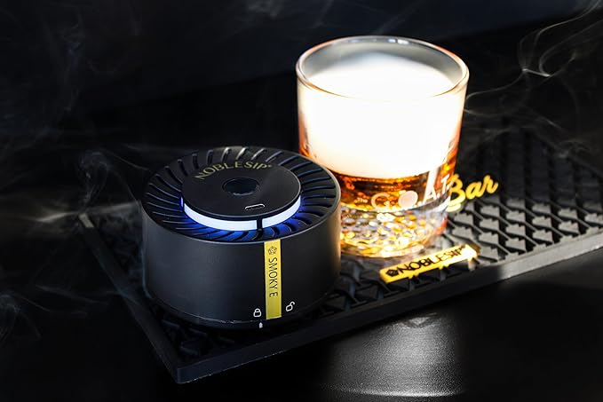 NOBLESIP® New Whiskey Smoker 𝗣𝗥𝗘𝗠𝗜𝗨𝗠 Electric Kit. Innovative Automatic Smoking, no fire Torch Needed. Easily Make Aromatic Smoked Cocktails, Bourbon, Old Fashioned. Smoky E - bar Gift Box Set