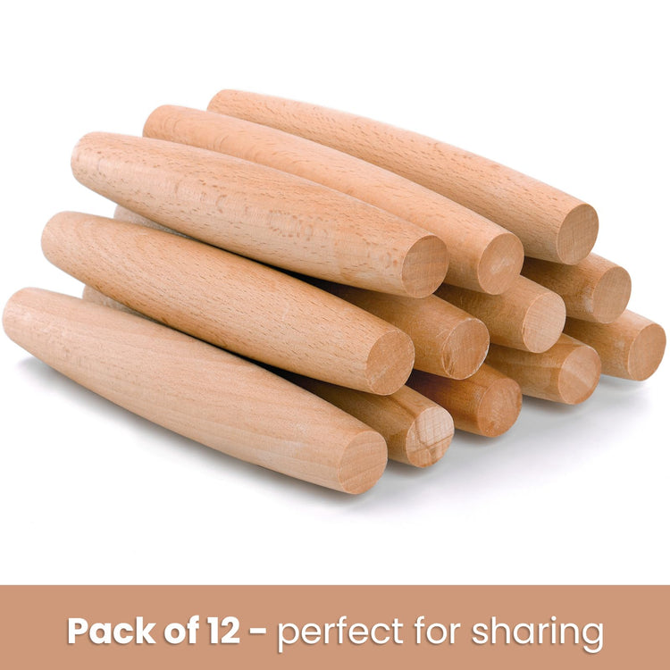 12 Pack 8 Inch Small Wood Rolling Pins (12 Count)