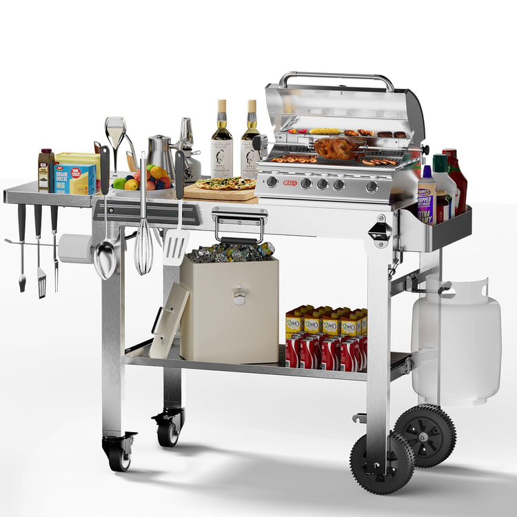 Food Grade 304 Stainless Steel BBQ Grill Carts fits 22'' Tabletop Griddle