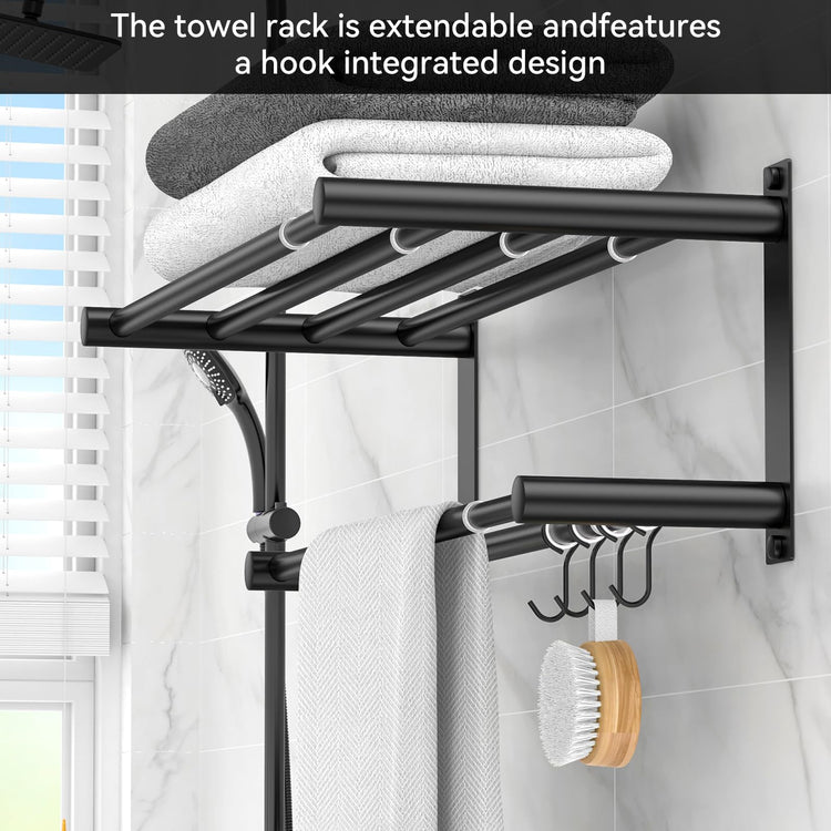 Black Adjustable Black Towel Bar for Bathroom Wall Mount17
