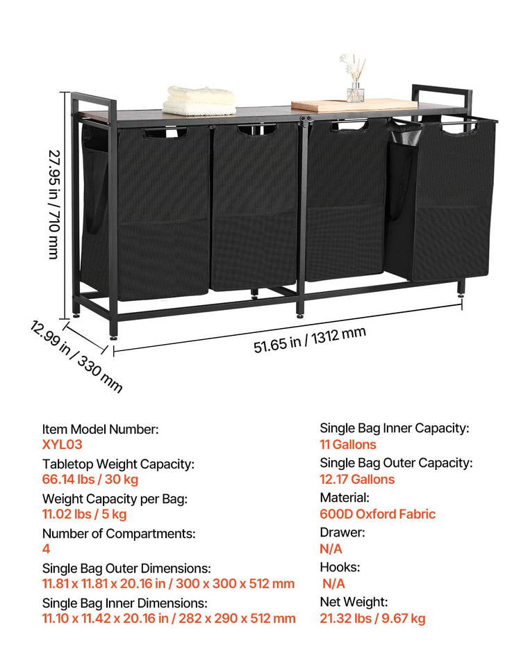 4 Section Laundry Sorter