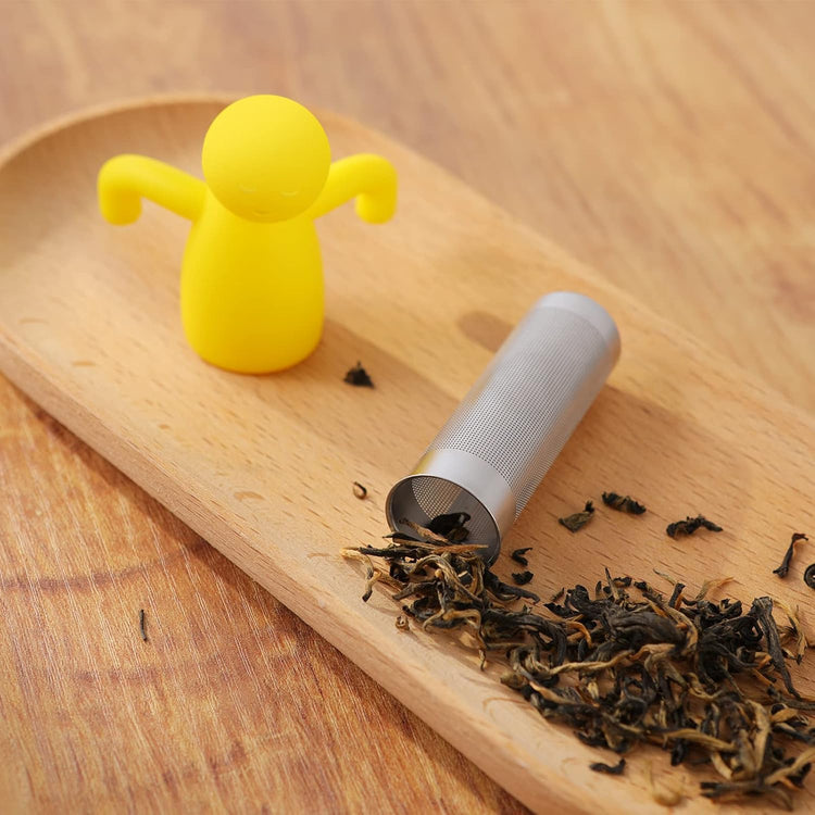 2 Pack Tea Infuser for Loose Tea Extra Fine Mesh Tea Steeper Stainless Steel Tea Strainer with Silicone Handle Cute Tea Ball for Cup Mug, Grey and Yellow