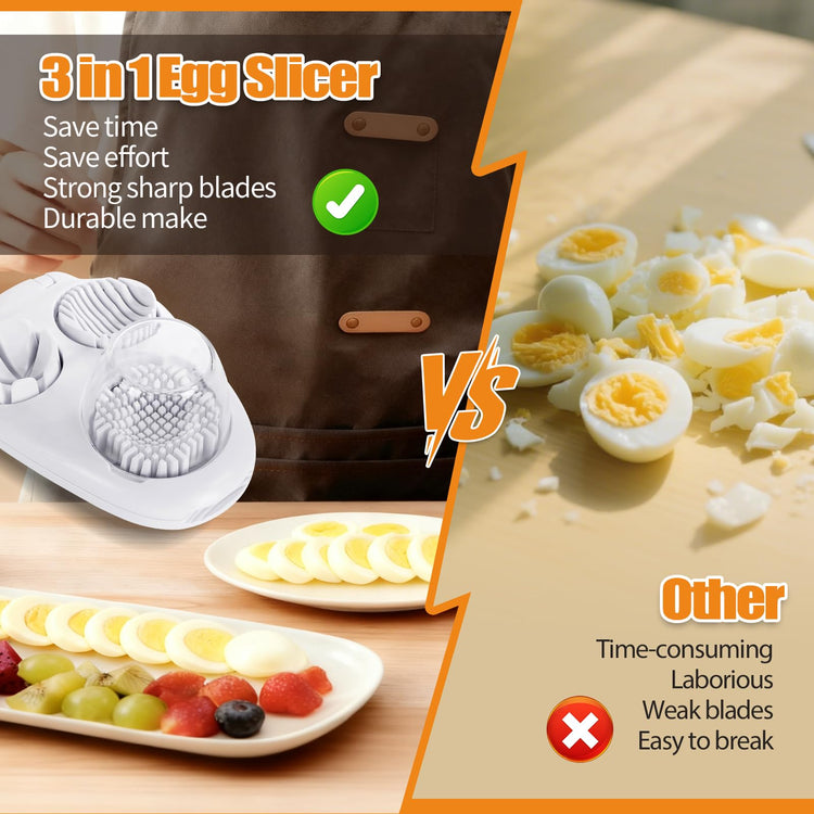 3-In-1 Egg Slicer, White