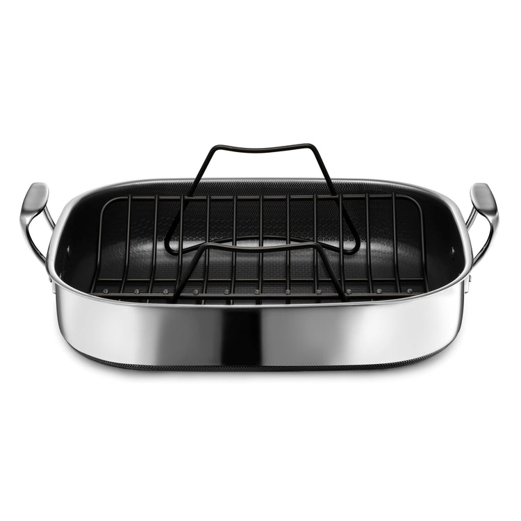 Hybrid 17 x 14 Inch Rectangular Nonstick Roasting Pan with Rack