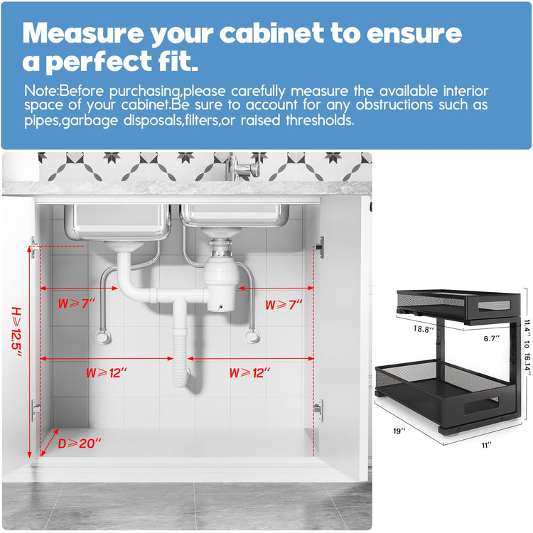 2 Pack 19IN Depth Under Sink Storage Organizer (2 Count)