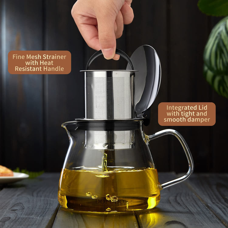 Glass Teapot Tea Pot with Removable Stainless Steel Infuser