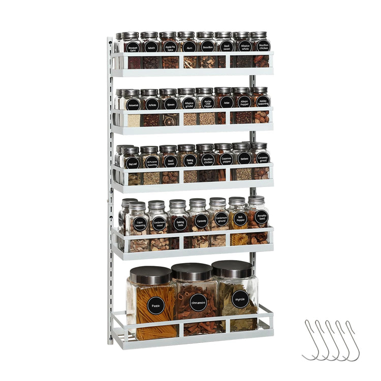 Wall Mount Spice Rack Organizer 5 Tier Height