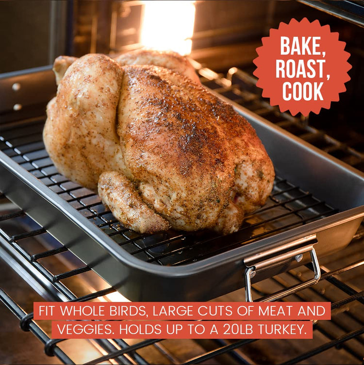 Nonstick Carbon Steel Large Roasting Pan with Rack