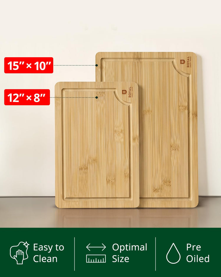 Wooden Cutting Boards for Kitchen Meal Prep & Serving (2 Count)