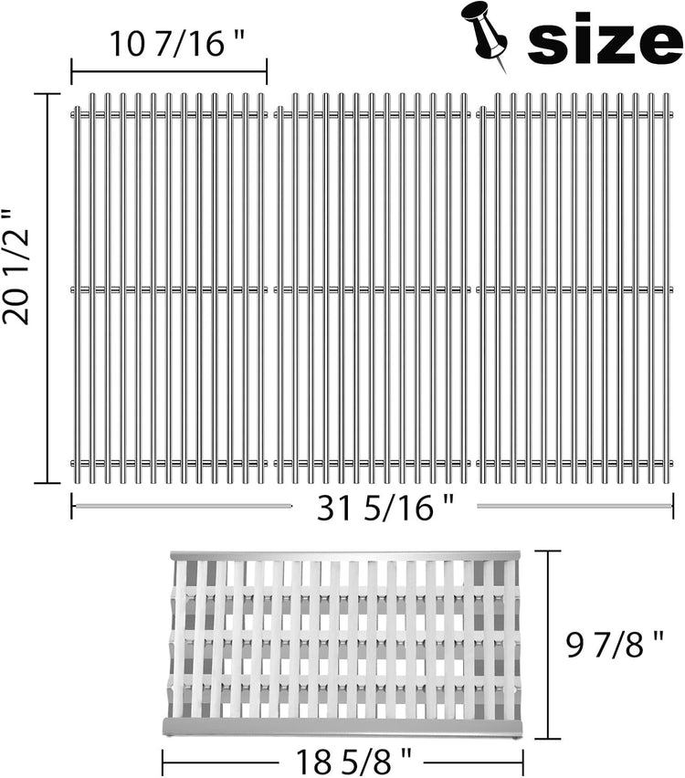 Grill Grates Replacement 54801 92911 for DCS Grill Parts, 36DBQAR, 36EBQAR, 48DBQAR, 48EBQAR, BGA36-BQARL, BGA36-BQARN, BGA48-BQARL, BGA48-BQARN, Heat Plate Ceramic Rods Briquette Radiant Tray