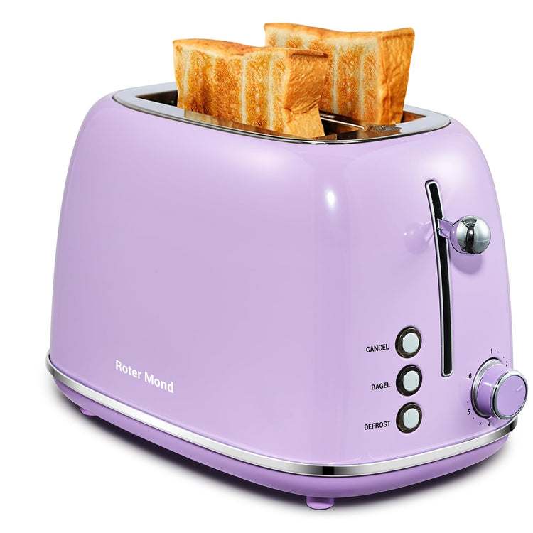 2 Slice Toaster Retro Stainless Steel with Bagel