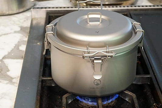 Valtcan Titanium Rice Cooker Pot 3200ml Grade 1 Pure Titanium, No Coating, Naturally Flavor-Neutral | Locking Lid, Inner Pot, 108oz, 867g Ultralight for Home & Camping