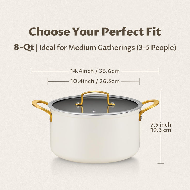 8QT Ceramic Non Stick Stock Pot with Lid