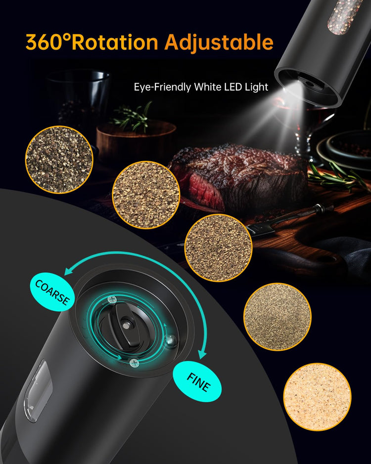Electric Salt and Pepper Grinder Set Top