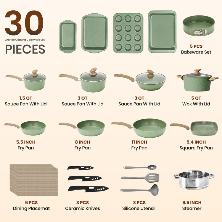 30pcs Pots and Pans