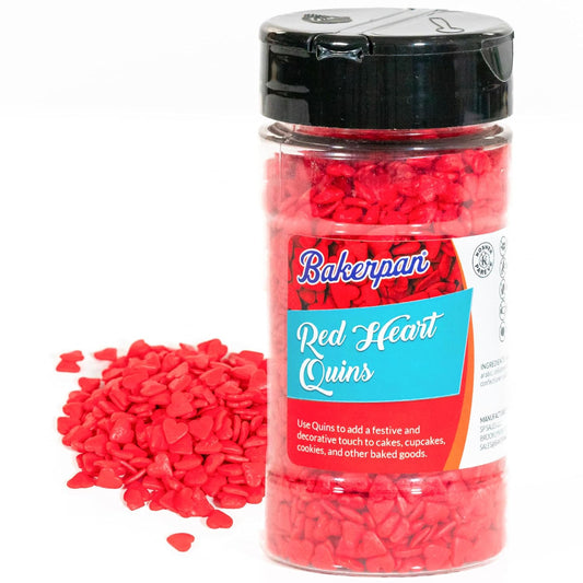 Bakerpan Heart Sprinkles for Baking, 4 Ounces Confetti Red Heart Sprinkles Edible, Made in USA - Nestoria