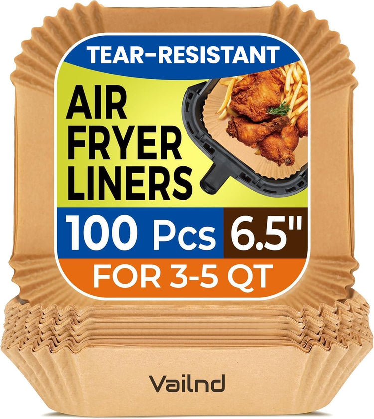 100Pcs 6.5IN Square Air Fryer Paper Liners Disposable for 3 (100 Count)