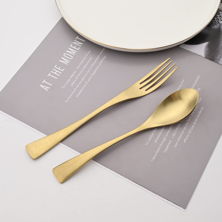 Luxury 18 10 Stainless Steel Matte Champagne gold Cutlery Flatware Set