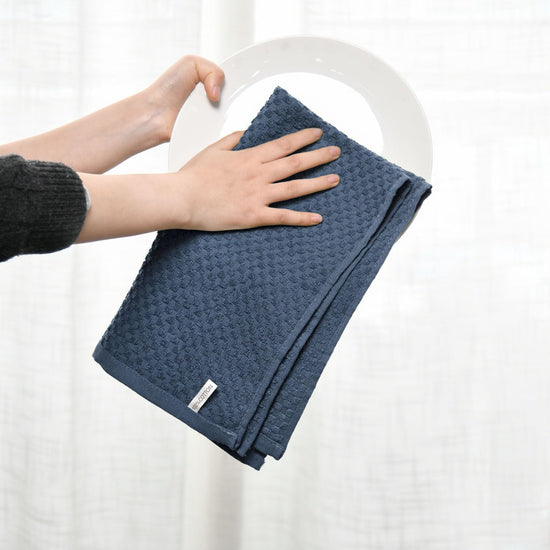 Artoid Mode Ring Spun Cotton Blue Dishcloth Kitchen Towels, 12x12 Inch Ultra Soft Absorbent Quick Drying Household Cleaning Kitchen Rags Set of 6 - Nestoria