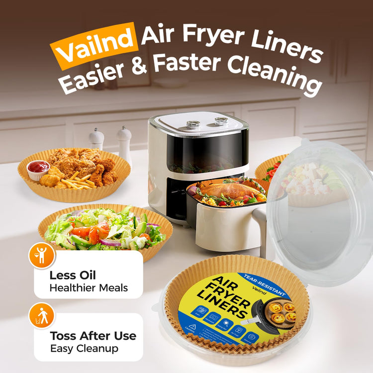 Round 100Pcs 8Inch Air Fryer Paper Liners Disposable for 5 (100 Count)