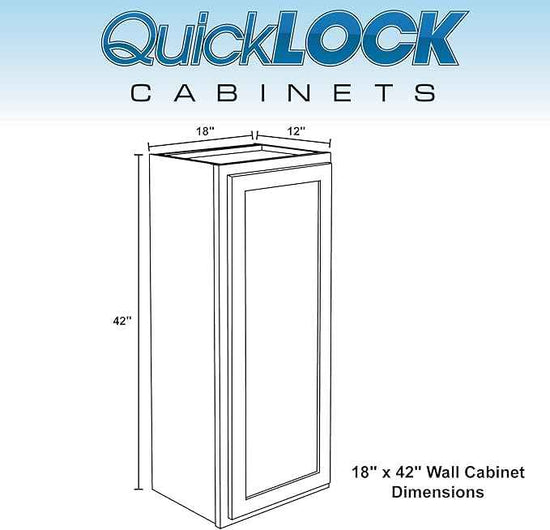 Quicklock RTA (Ready-to-Assemble) 42" Tall Wall Kitchen Cabinets - Shaker Style | 100% Hardwood | Made in America | Soft Close Hardware (Raw Maple, 12" D x 18" W x 42" H)