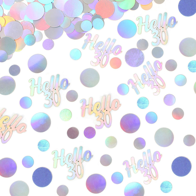 Hello 30 Birthday Confetti for Tables Iridescent Circle Dots Happy 30th Birthday Party Decorations for Her Women Thirty Years Old Birthday Table Scatters Confetti Decor Supplies 300PC (300 Count)