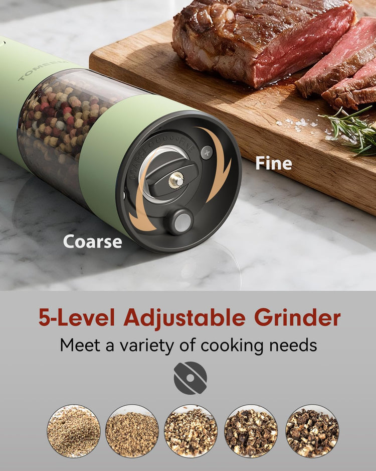 Larger Capacity Rechargeable Electric Salt and Pepper Grinder Set