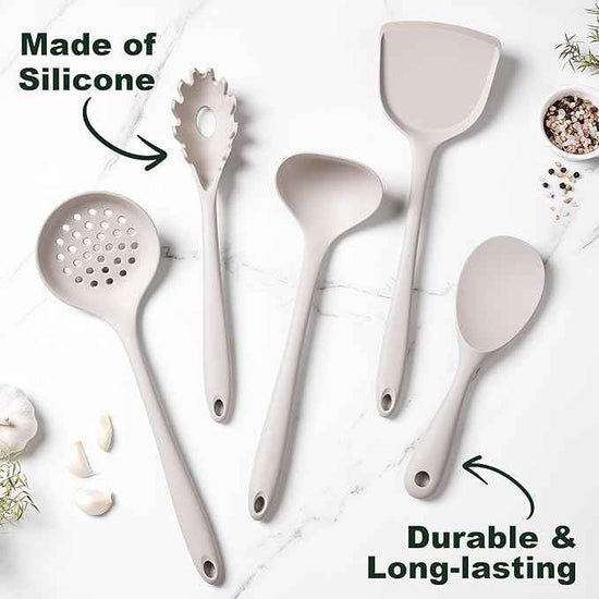 Ceramic Cookware Set, VONIKI 16 Pcs Pots and Pans Set Non Stick, Kitchen Cookware Sets with Cooking Utensils Set, Non Toxic Cookware Set White Gold Pan Set for Cooking Pot Oven & Dishwasher Safe, Gift