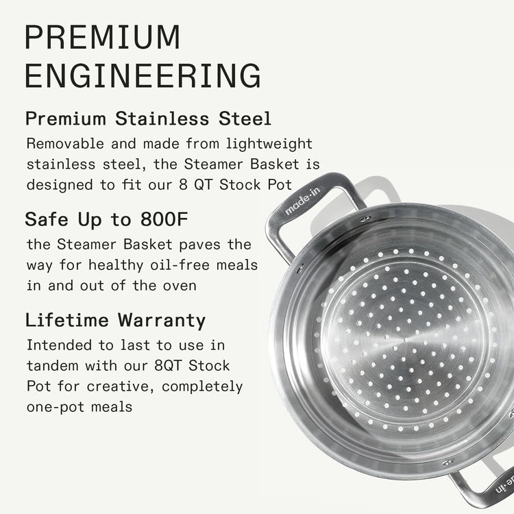 Cookware 10" Stainless Steel Steamer Insert