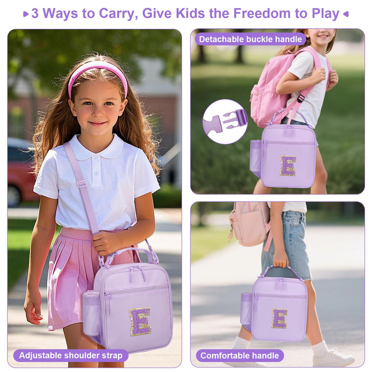Initial Insulated Lunch Bag for Girls Kids