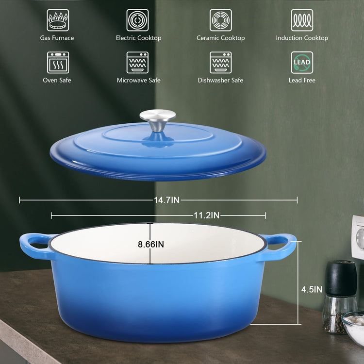 5QT Oval Dutch Oven Pot with Lid