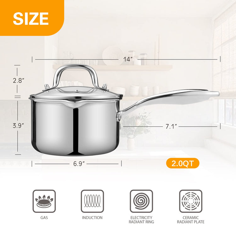 Stainless Steel Saucepan with Glass Lid