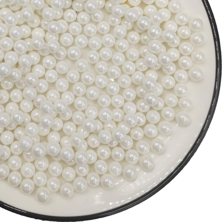 Edible White Pearl Sugar Sprinkles 3.53 oz (3.5 Ounce)