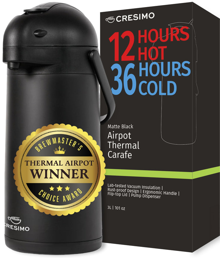 Airpot Coffee Carafe Dispenser with Pump Black 12 Hours Hot Water Retention