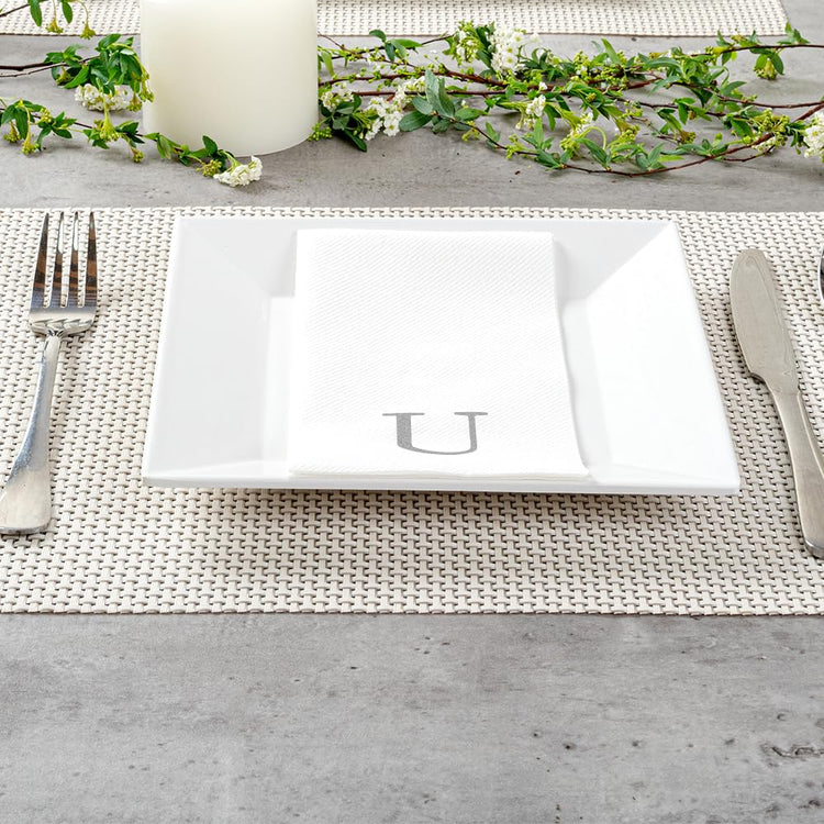 Silver U White Linen Feel Guest Towel Napkin (2000 Count)