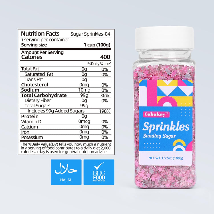 Sanding Sugar Edible Silver Glitter Stars Mix (3.5 Ounce)