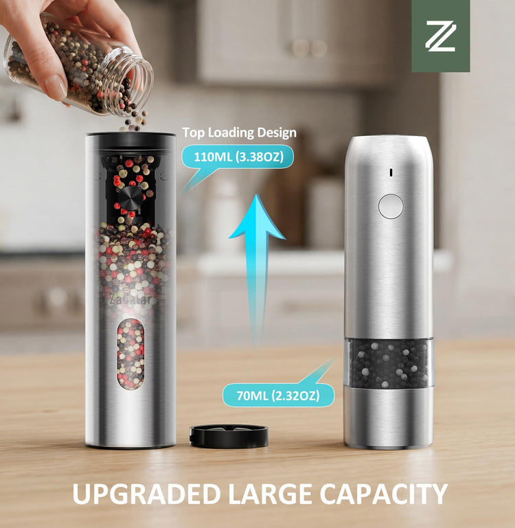 Rechargeable Electric Salt and Pepper Grinder Set with USB (3.72 Ounce)