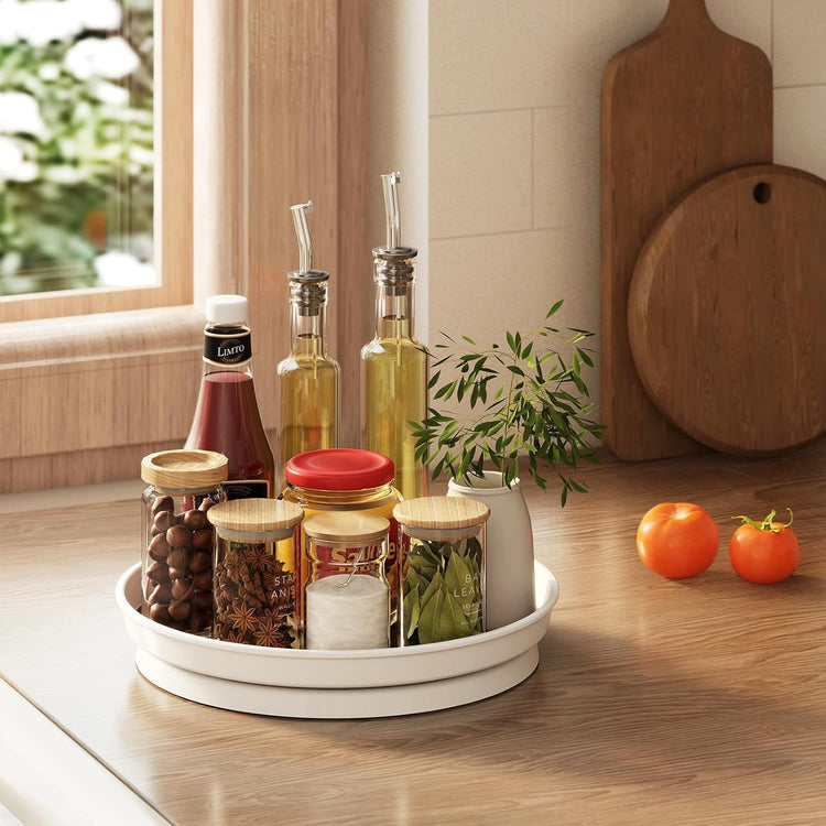 LAMU 1 Pack Lazy Susan Organizer, 10'' Lazy Susan Turntable for Cabinet, Table Top, Pantry, Refrigerator, Kitchen, Rustic Brown