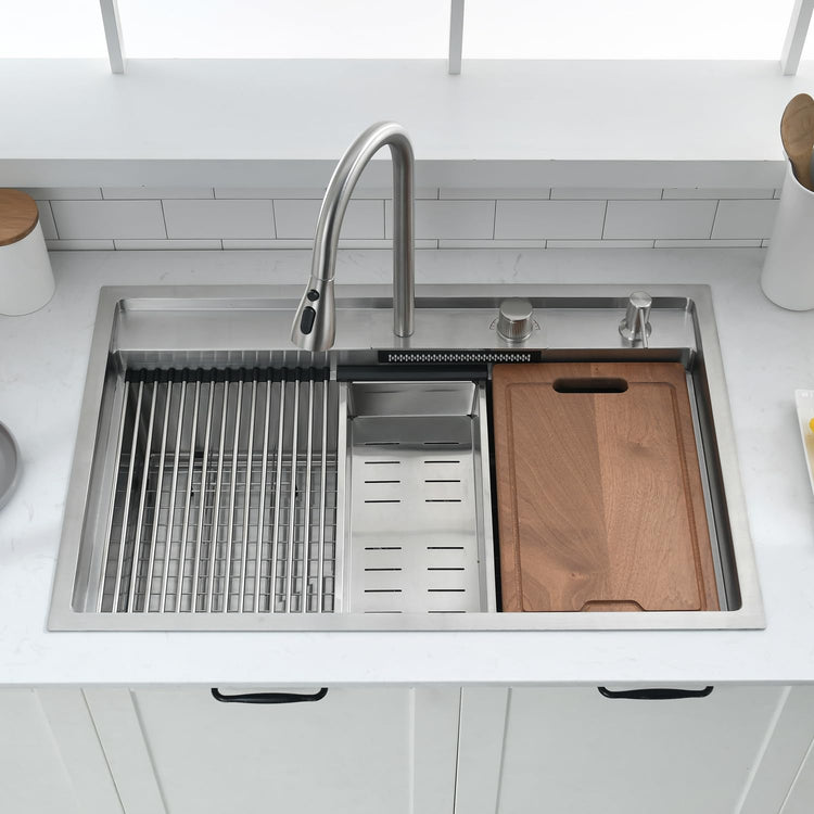 33 Inch Drop In Kitchen Sink with Faucet Combo