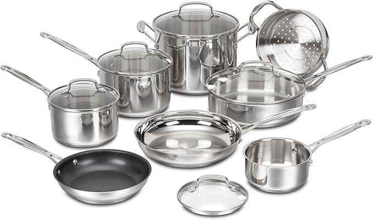 Cuisinart Chef's Classic Stainless Cookware 13-Piece Set, 77-13